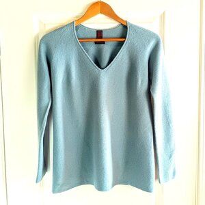 Stefanel Italy Aqua Blue Wool V-Neck Sweater